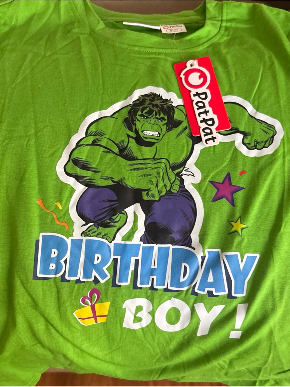 PatPat Green 'Birthday Boy!' Hulk Graphic Kids T-Shirt 6-7 Y